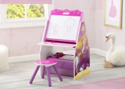 Delta Children Princess Activity Center - Easel Desk With Stool & Toy Organizer