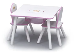 Delta Children Princess Crown Kids Chair Set And Table, White/Pink -Delta Children TT87384GN crown tnc with storage left tucked hi res scaled