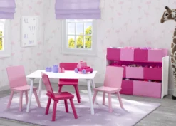 Delta Children Kids Table And Chair Set (4 Chairs Included) 26 Delta Children Kids Table And Chair Set (4 Chairs Included) -Delta Children TT87413GN TB83413GN Pink White TNC fabric bin room shot 4 hi res 6677c25f 04e0 43ac baf8 797312bb3514 scaled