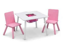Delta Children Kids Table And Chair Set With Storage (2 Chairs Included) -Delta Children TT89113GN storage table and chair set white pink right 02 high res scaled