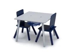 Delta Children Kids Table And Chair Set With Storage (2 Chairs Included) -Delta Children TT89114GN storage table and chair set grey blue left 03 high res scaled