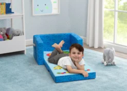Delta Children CoComelon Cozee Flip-Out Chair - 2-in-1 Convertible Sofa To Lounger For Kids -Delta Children UP83752CM 1224 Cocomelon Flip Out Chair lifestyle 13 scaled