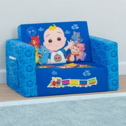 Delta Children CoComelon Cozee Flip-Out Chair - 2-in-1 Convertible Sofa To Lounger For Kids -Delta Children UP83752CM Cocomelon Flip Out Chair lifestyle 103