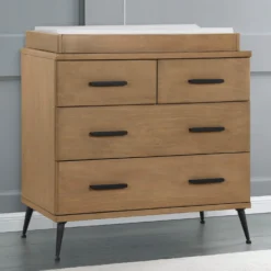 Delta Children Sloane 4 Drawer Dresser With Changing Top -Delta Children W133040 786 Sloane 4Drawer Dresser Acorn wMatte Black Lifestyle 101