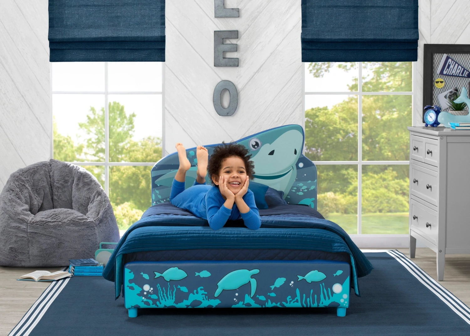 Delta Children Shark Upholstered Twin Bed 1 Delta Children Shark Upholstered Twin Bed