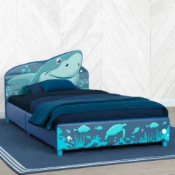 Delta Children Shark Upholstered Twin Bed 7 Delta Children Shark Upholstered Twin Bed -Delta Children bb9842sea 2027 upholstered bed shark lifestyle 101