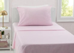 Delta Children Pink Gingham 3-Piece Twin Sheet Set