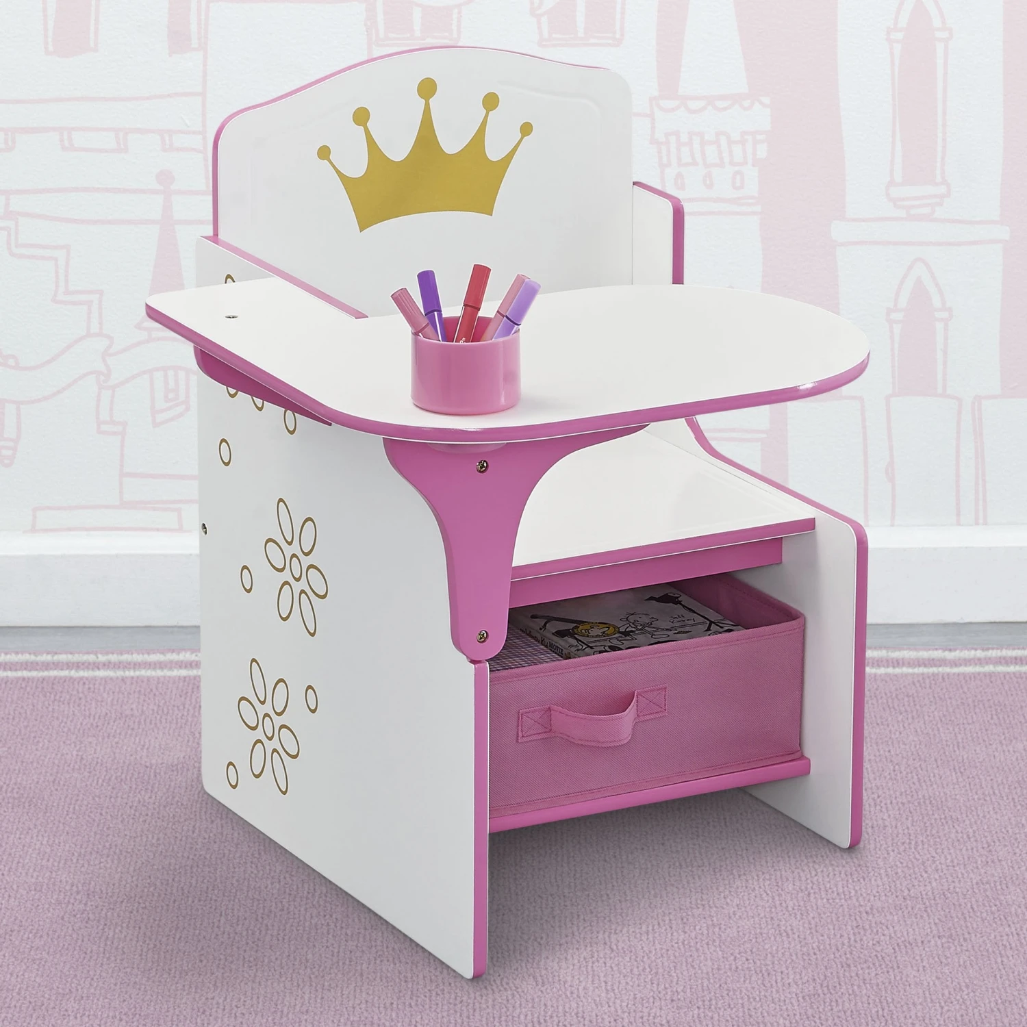Delta Children Princess Crown Chair Desk With Storage Bin 4 Delta Children Princess Crown Chair Desk With Storage Bin - Image 4