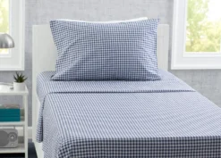 Delta Children Navy Gingham 3-Piece Twin Sheet Set