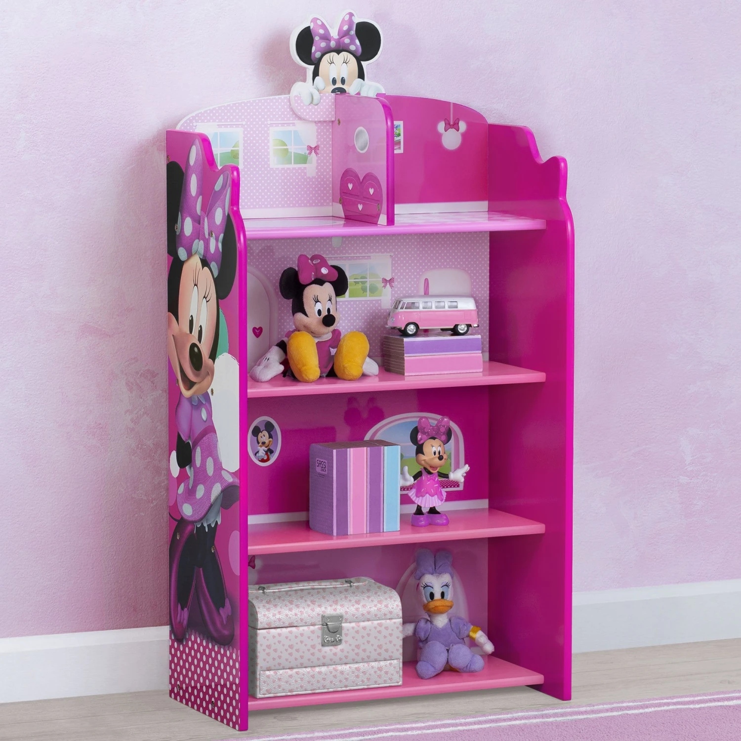 Delta Children Minnie Mouse Wooden Playhouse 4-Shelf Bookcase 5 Delta Children Minnie Mouse Wooden Playhouse 4-Shelf Bookcase - Image 5
