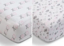 Delta Children Hearts N Kisses Fitted Crib Sheets - 2 Pack -Delta Children fmgb64iselpr1mqplctv