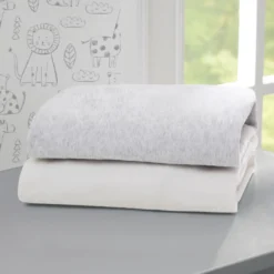 Delta Children Fitted Crib Sheets - 2 Pack, White & Heather Grey -Delta Children lt0gltmlsheg7h136909