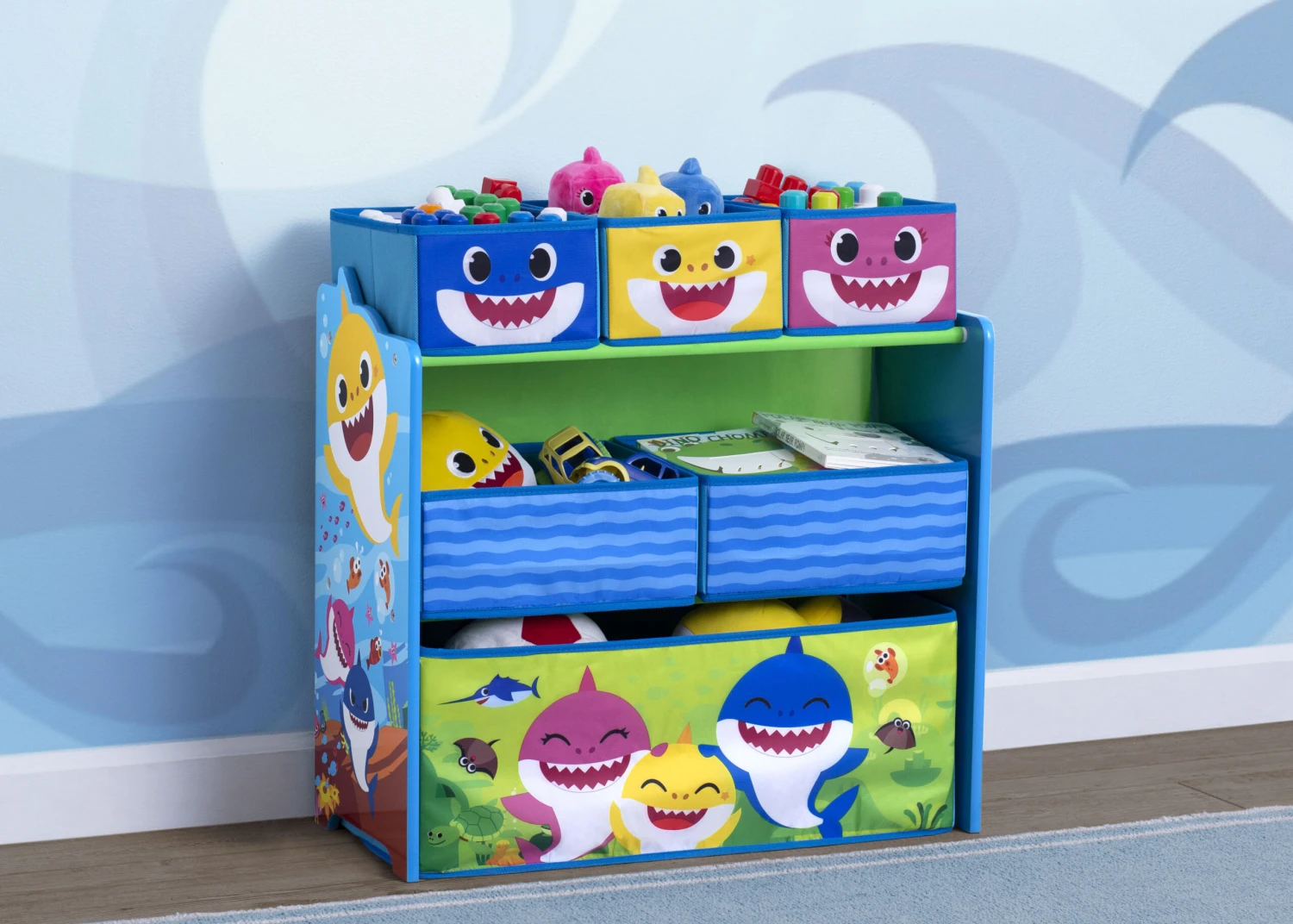 Delta Children Baby Shark Design & Store 6 Bin Toy Storage Organizer 2 Delta Children Baby Shark Design & Store 6 Bin Toy Storage Organizer - Image 2