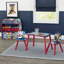 Delta Children Nick Jr. PAW Patrol 4-Piece Playroom Solution– Set Includes Table And 2 Chairs And 6-Bin Toy Organizer