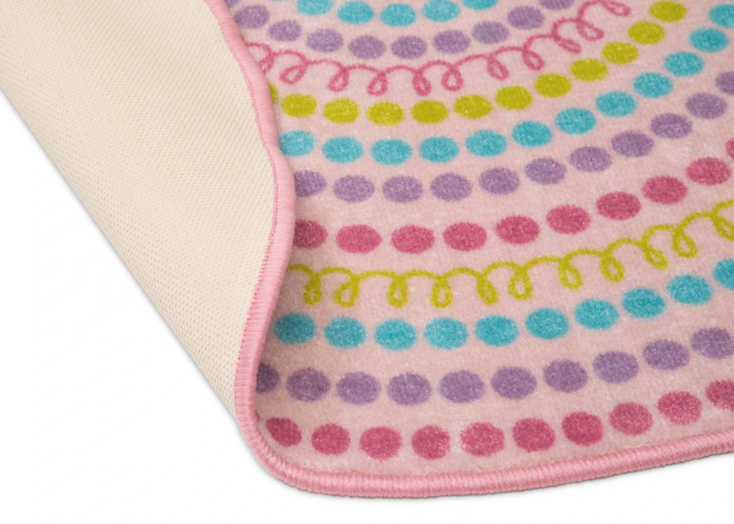 Delta Children Rainbow Dot Round Area Rug For Kids, 39-Inch 4 Delta Children Rainbow Dot Round Area Rug For Kids, 39-Inch - Image 4